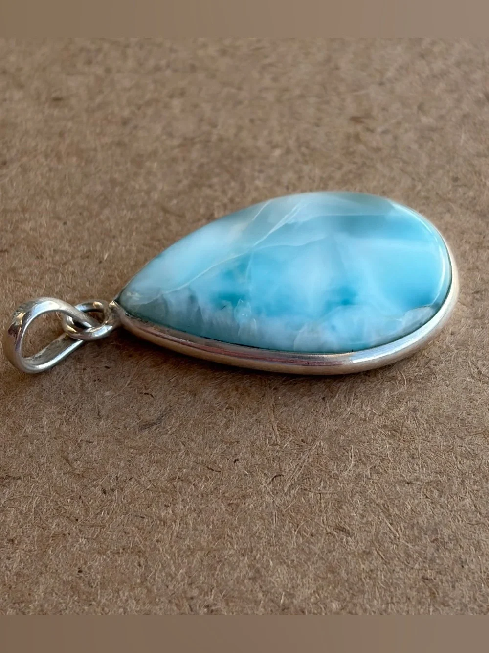925 Sterling Silver Teardrop Larimar Pendant